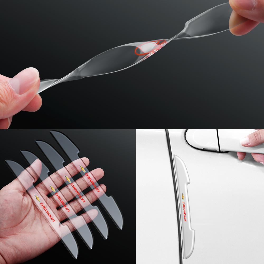 AABHH1 4Pcs Transparent Car Door Edge Bumper Strip Rearview Mirror Anti-collision Stickers For Chevrolet Orlando Sail Malibu Camaro