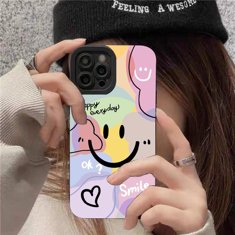 Чехол для телефона для iPhone 17 16 15 14 13 12 11 Pro Max Plus Mini XS X XR 16e Милый дизайн с улыбкой и сердечком Конфетный мягкий силиконовый чехол
