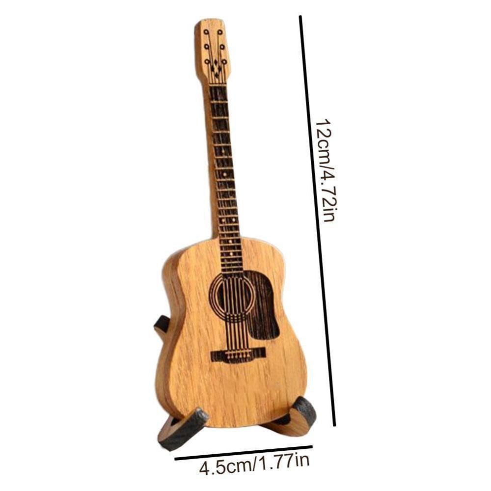 Wooden Material Guitar Pick Box Guitar Shape Guitar Pick Case  Musician Storage