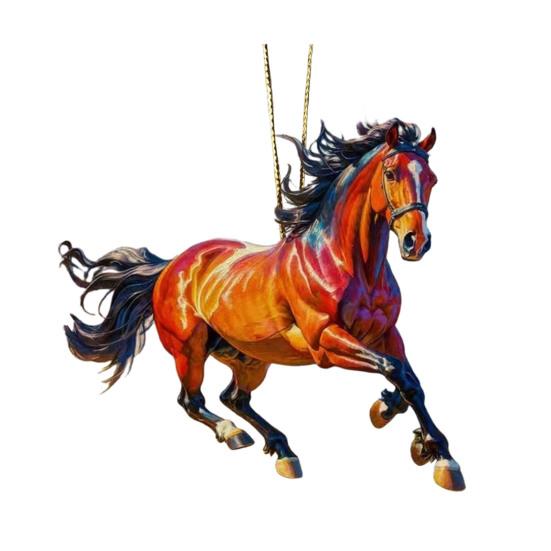 2D Horse Hanging Ornament Acrylic Flat Horse Decoration Christmas Tree Ornament for Horse Lovers Equestrian Gifts Holiday Decor