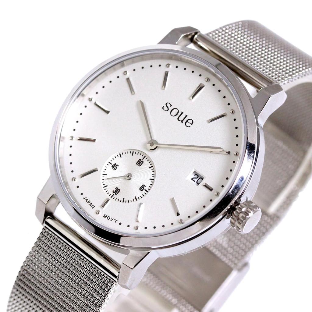 SOUE Pair Watch Classics Pair Watch Pair Couple 38mm Size Stainless Steel Belt Mesh Band Silver Dial [SOUE] Women's Men's Off-White