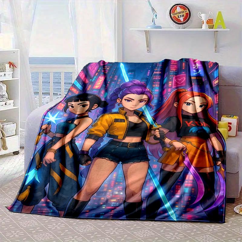 Kpop cartoon Blanket Flannel Blanket for bed, sofa, Camping, Hiking, Picnic Essentials, gift for family Fan gifts