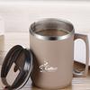 Многоразовая Изолированная Кружка для Кофе 304 Нержавеющая Сталь Чашка для Воды Для Студента Взрослого Защита от Ожогов Чашка для Питья с Ручкой и Крышкой