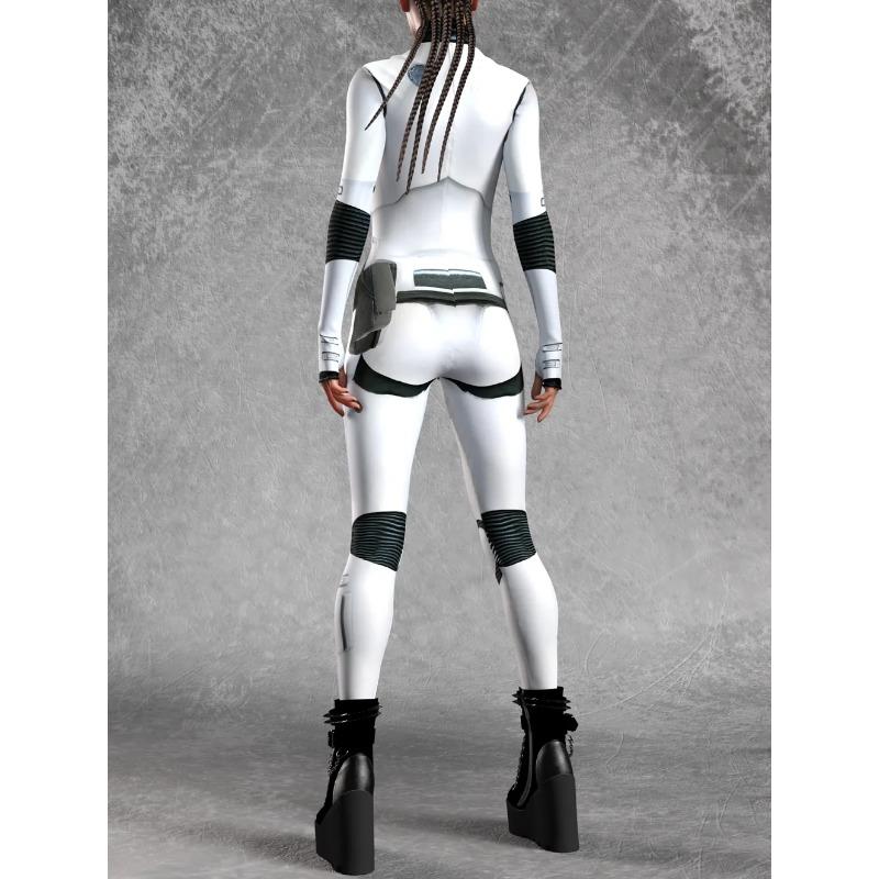 Women Punk Robot Future Ranger Armor Jumpsuit Cosplay Bodysuit Steampunk Costume Party Shows Holiday Stage Showing Catsuit Rave
