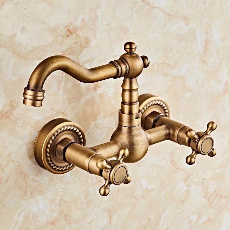 Antique Bronze Pot Filler Tap Wall Mounted Foldable Kitchen Faucet Hot and Cold Single Hole Sink Tap Rotate Folding Spout  Brass