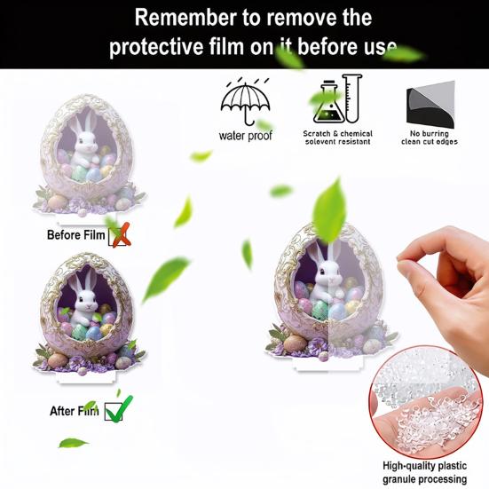 Easter Bunny Table Acrylic Desktop Ornament Spring Bunny Egg Sign 2D Flat Tabletop Centerpiece