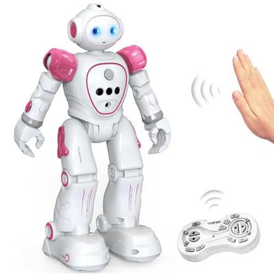 ROBOT PLAZA Радиоуправляемая игрушка-робот, Движущийся, Розовый, Детская игрушка, Поющий, Танцующий, Перезаряжаемый, Управление жестами, Инфракрасный пульт, Подарок на день рождения f
