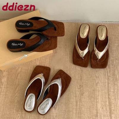 Мода Мода Квадратный Носок Женские Балетки Тапочки Обувь Новинка Летний Пляж Женские Шлепанцы Женские Балетки Тапочки Шлепанцы Сандалии Обувь