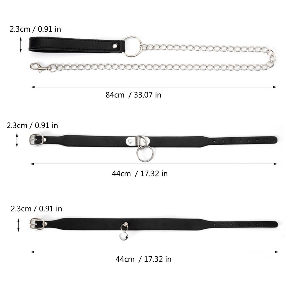 Регулируемая цепочка-ошейник из ПУ кожи с колокольчиком/О-кольцом и поводком для взрослых, шейный ремешок, захватывающие аксессуары для ролевых игр