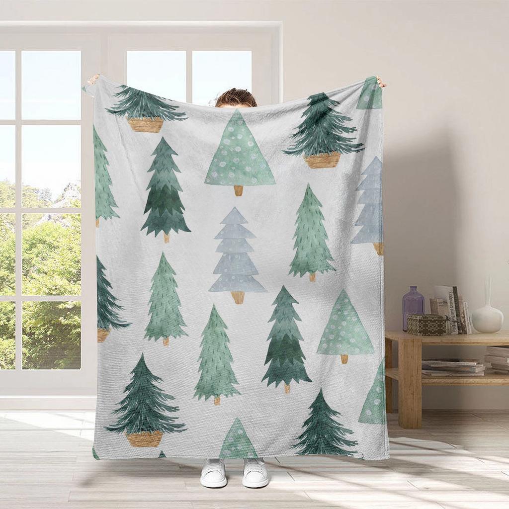 Christmas tree series patterns Printed Blanket for Sofa Bed Travel Camping Living Room Office Conditioning Blanket