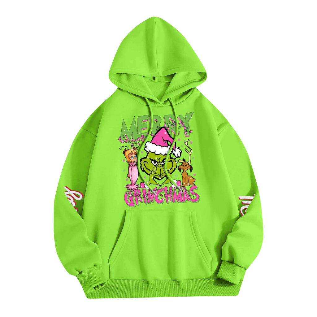 Детская повседневная модная толстовка с капюшоном на шнурке с рождественским принтом и длинными рукавами