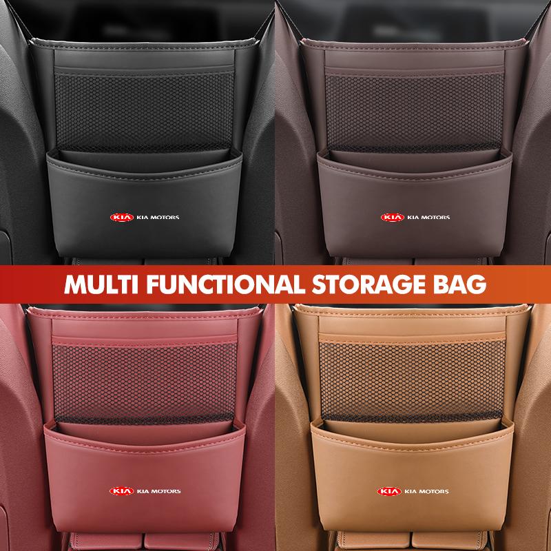 PODV6 Car Back Seat Hanging Storage Box Organizer Phone Pocket Pouch For KIA Sportage Rio Ceed Niro Soul Stonic Picanto Proceed
