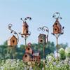 Garden Stake Birdhouse Attractive Bird Feeder Exquisite Garden Stakes Metal Art With Rod Birdhouse Feeder for Home Garden Decors