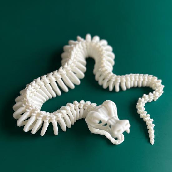 3D Printed Skeleton Snake Figurine Movable Joints Skeleton Snake Figure Articulated Animal Model Toy Home Office Bookshelf Desktop Decoration Ornament