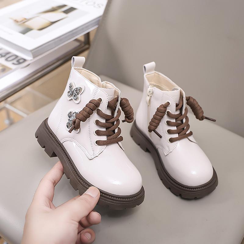 Зимняя детская обувь, ботинки для девочек, детские ботильоны из хлопка со стразами и бабочками, модные универсальные плюшевые роскошные ботинки принцессы