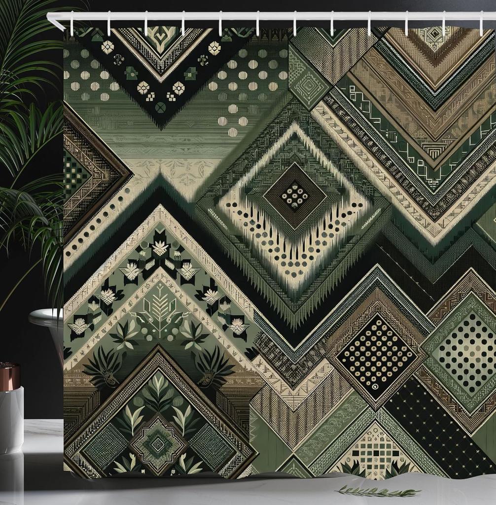 Oriental Atmosphere Warm Tone Mandala Gorgeous Life Tree Shower Curtain, Fabric Bathroom Decorative Shower Curtain With Hook