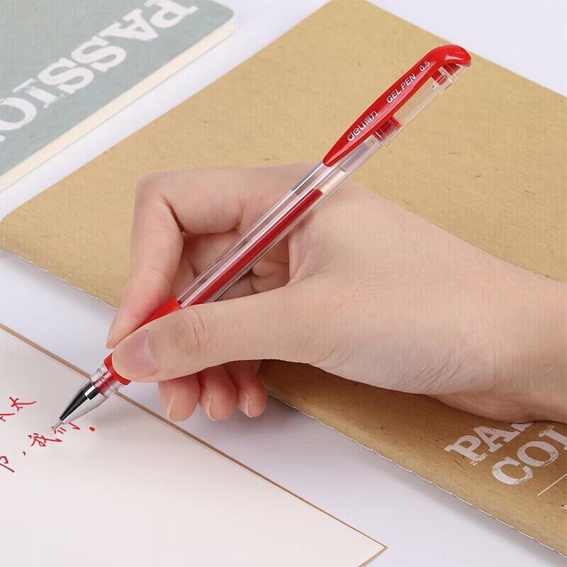 Deli 6601 Gel Pen 0.5mm Red (12-pack)