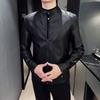 Men Spring Autumn Men's Motorcycle Leather Jacket Solid Stand Collar Jacket Fashion Casual Trend Windproof Coat Streetwear