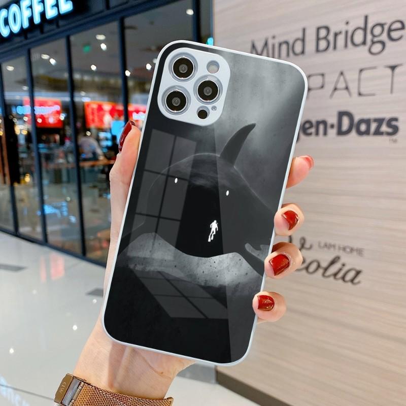 Cool Scary Shark Phone Case For IPhone 14 13 12 11 Pro Max X XR XS 8 7 Plus Liquid Glass Color Phone Cover