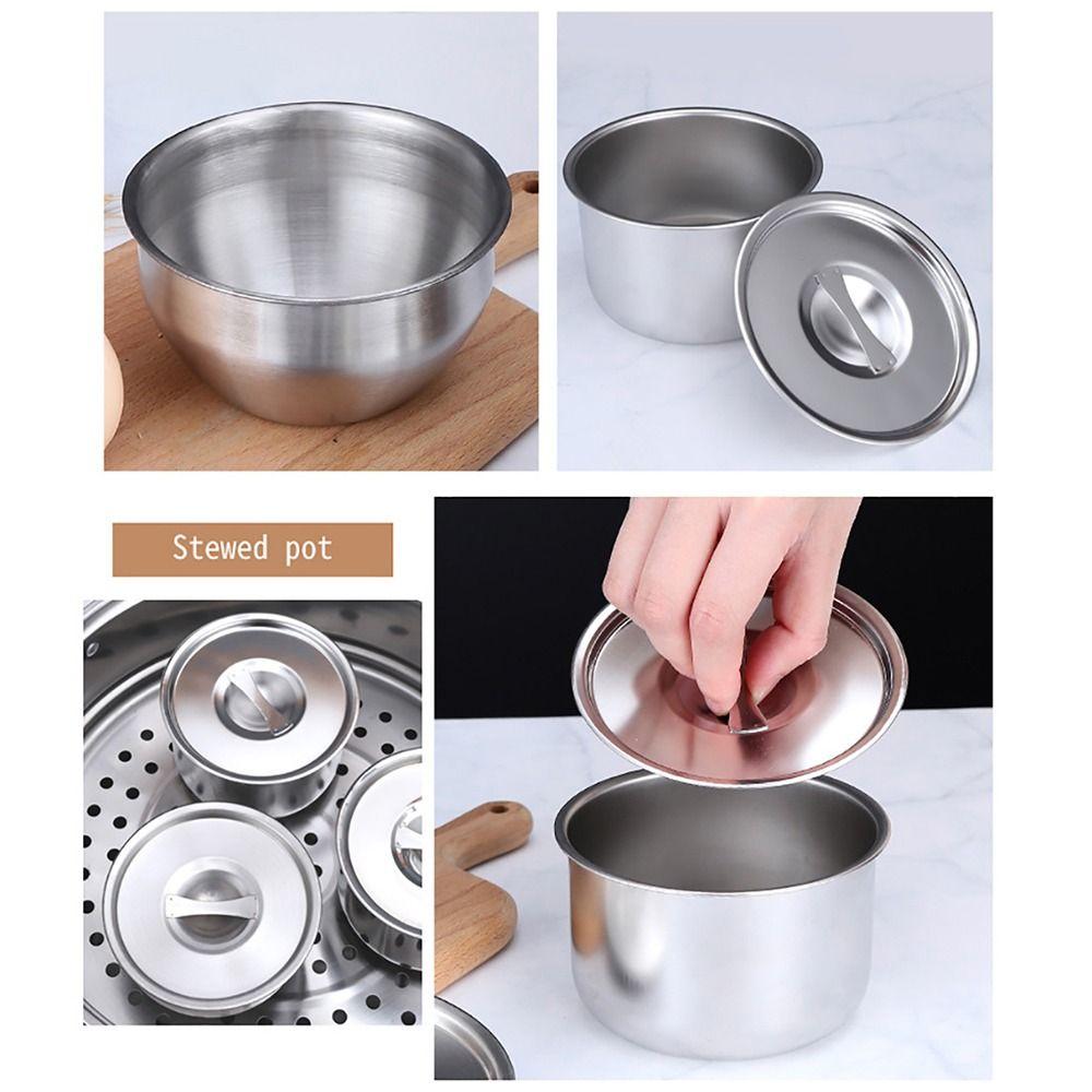 1Pcs Stainless Steel Rice Bow Soup Bowl Children Bow Small Steamed Egg Bowl