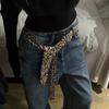 Women'S Retro Leopard Print Tie  Tie And Belt Dual Purpose Decoration