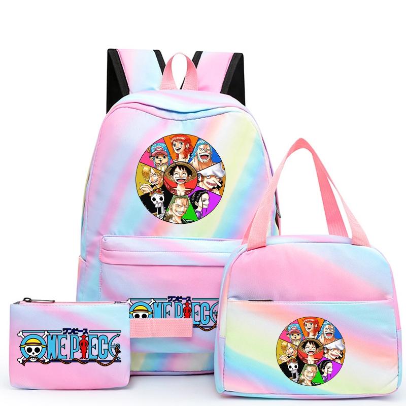 Цельный рюкзак в стиле аниме, 3 шт./компл., рюкзак Back To Schoobag с сумкой для обеда для девочек и мальчиков, студенческая сумка для книг, мужская и женская дорожная сумка Mochila