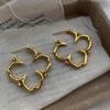 Metal Flower Stud Earrings Women'S Light Luxury Niche Cold Example Temperament Simple Exquisite Natural Art High Sense