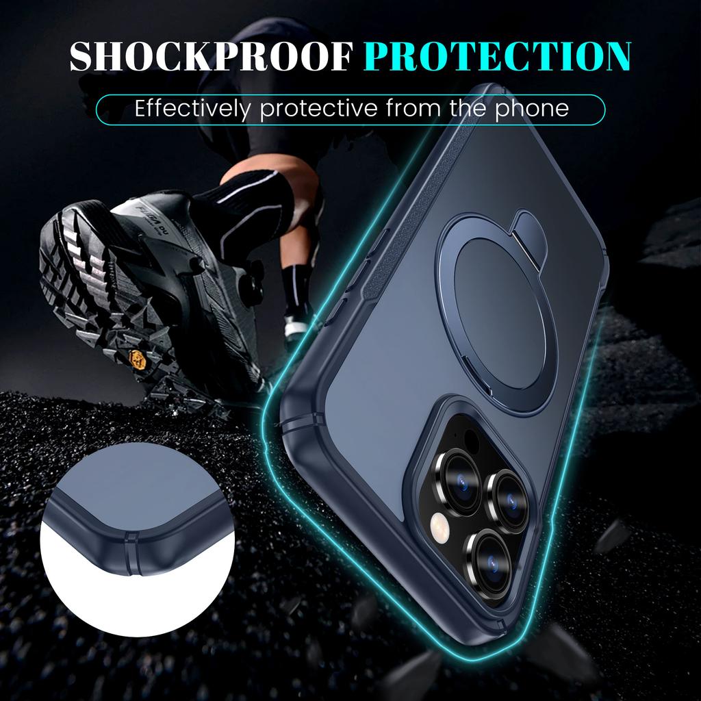 For iPhone 16 Pro Case with Magnetic Kickstand TPU+PC Anti Drop Phone Cover