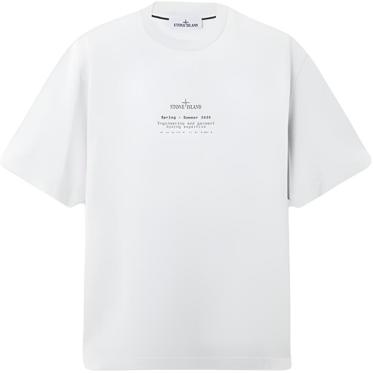STONE ISLAND Коллекция Весна-Лето SS26 Круглый Принт Логотипа Удобная Футболка с Круглым Вырезом и Короткой Рукавой Унисекс Топы L1S152100001S0285-V0041