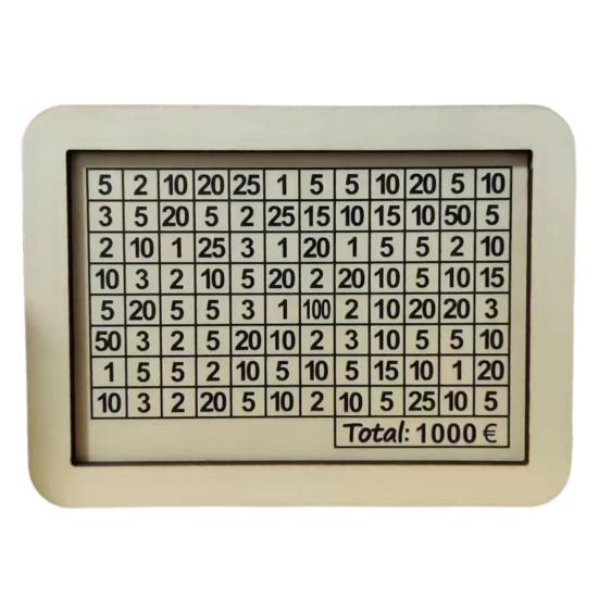 Wood Money Box with Counter 500/1000/2000/3000/5000/10000 Euros Piggy Bank Coin Cash Container