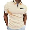 New Men's Short-Sleeved Casual Polo Shirt with Imitation Chest Pocket, Collar and Button-Front Business T-Shirt Top for Men