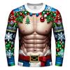Funny Ugly Santa Claus Fake Muscles 3D Print T-shirts Xmas Men Women Long Sleeve Tees Fashion Oversized Christmas Men's Clothing