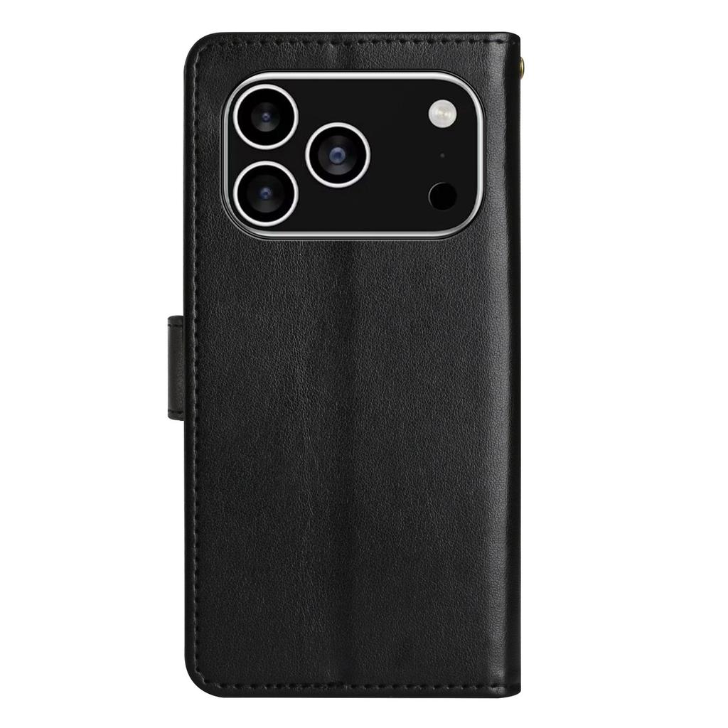 For iPhone 17 Pro Leather Wallet Case Butterfly Flower Imprinted Phone Cover with Strap