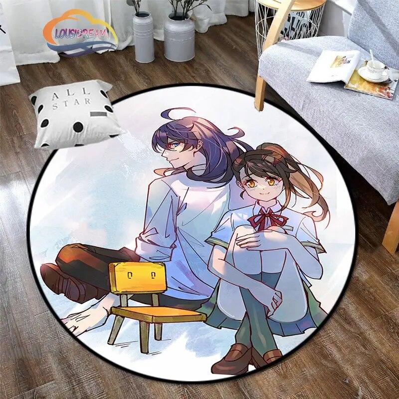 Круглый ковер с рисунком аниме Suzume, декоративный круглый коврик с 3D принтом для детей или девочек, коврик для спальни, гостиной