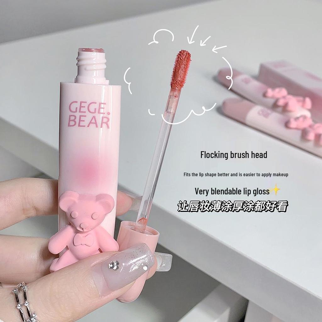 Gogo Bear Matte Lip Glaze – Soft Mist, Tender Color, No Makeup Look, Perfect for Student Parties