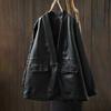 Кожаные пальто для женщин Куртка из ПУ Реверсивная ветровка Свободная повседневная Черная куртка Топ