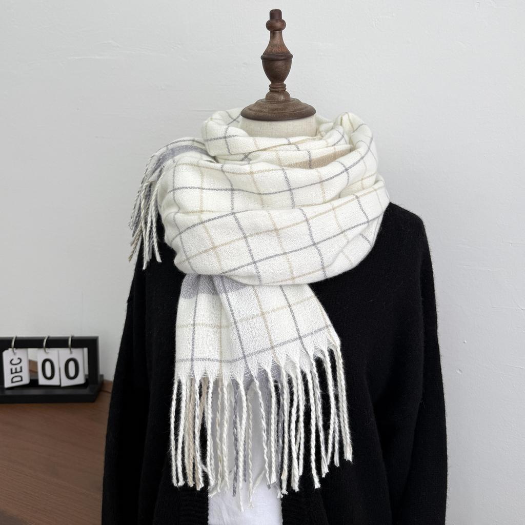 New Korean simple atmosphere scarf women's autumn and winter plaid scarf men's versatile warm shawl dual-purpose