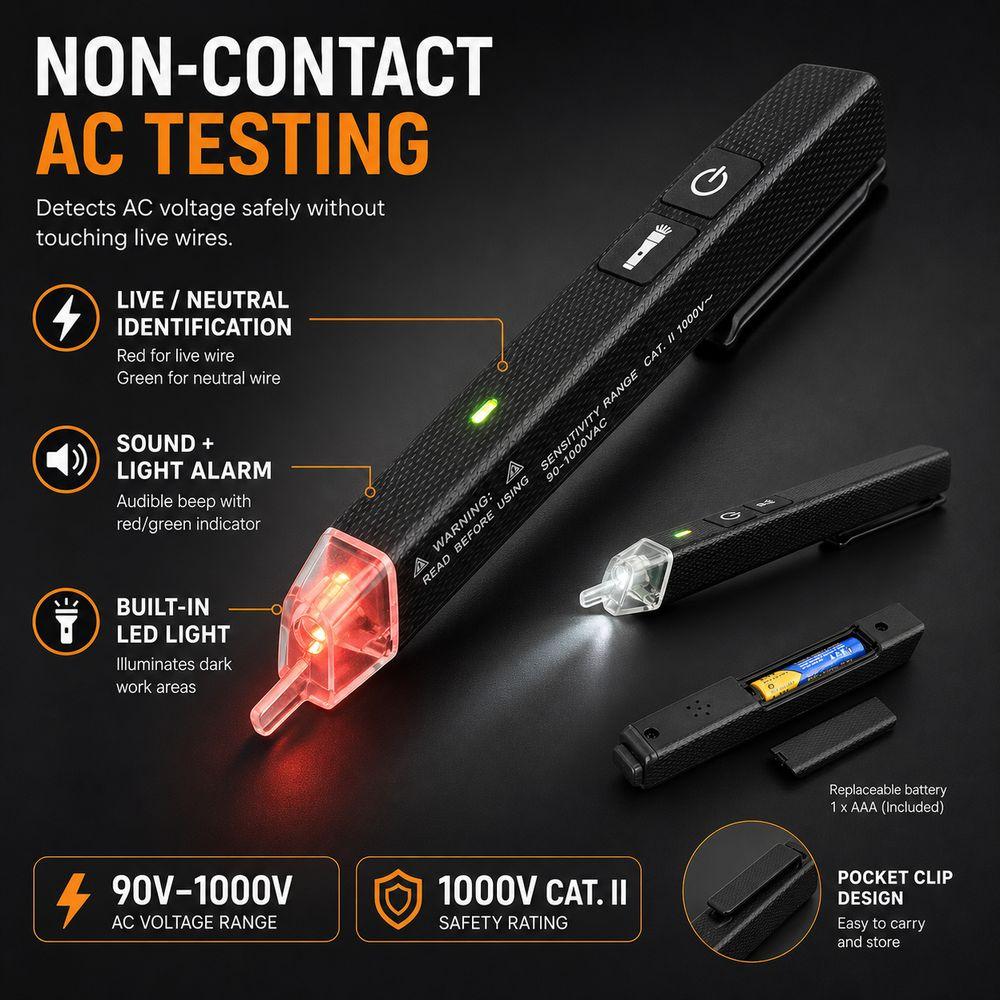 Non Contact Tester AC Voltage Detector LED Light Electrical Tester Pen Circuit Maintenance