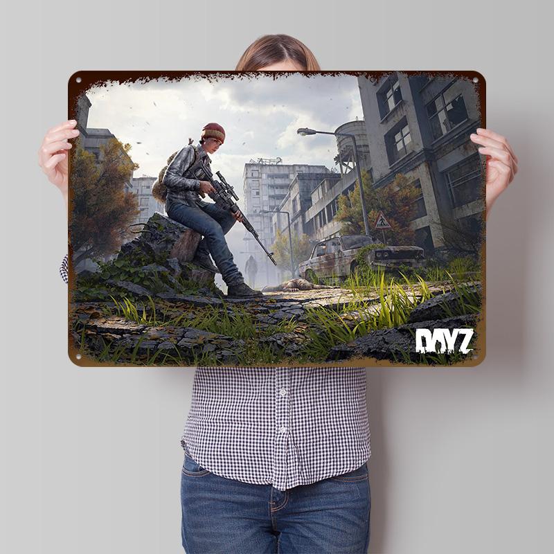 DayZ PostApocalyptic Sni Tin Poster Customized Wall Art Retro Vintage Metal Signs for Fans Room Luxury Decoration Gaming House
