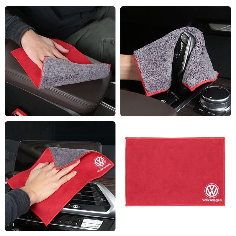 LMN1 Suede Car Wash Towel Microfiber Cleaning Rag Cloth For VW GTI Polo Golf Passat Tiguan Arteon Touareg Taigo Caddy Jetta Beetle Sh