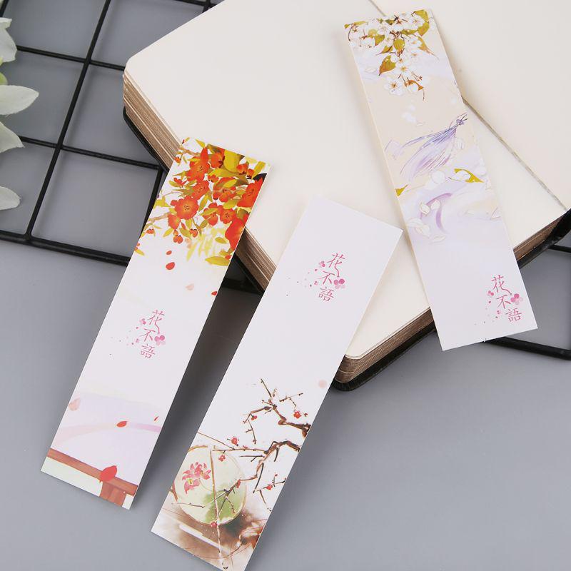 30pcs Chinese Style Paper Bookmarks Painting Cards Beautiful Boxed Bookmark Commemorative Gifts