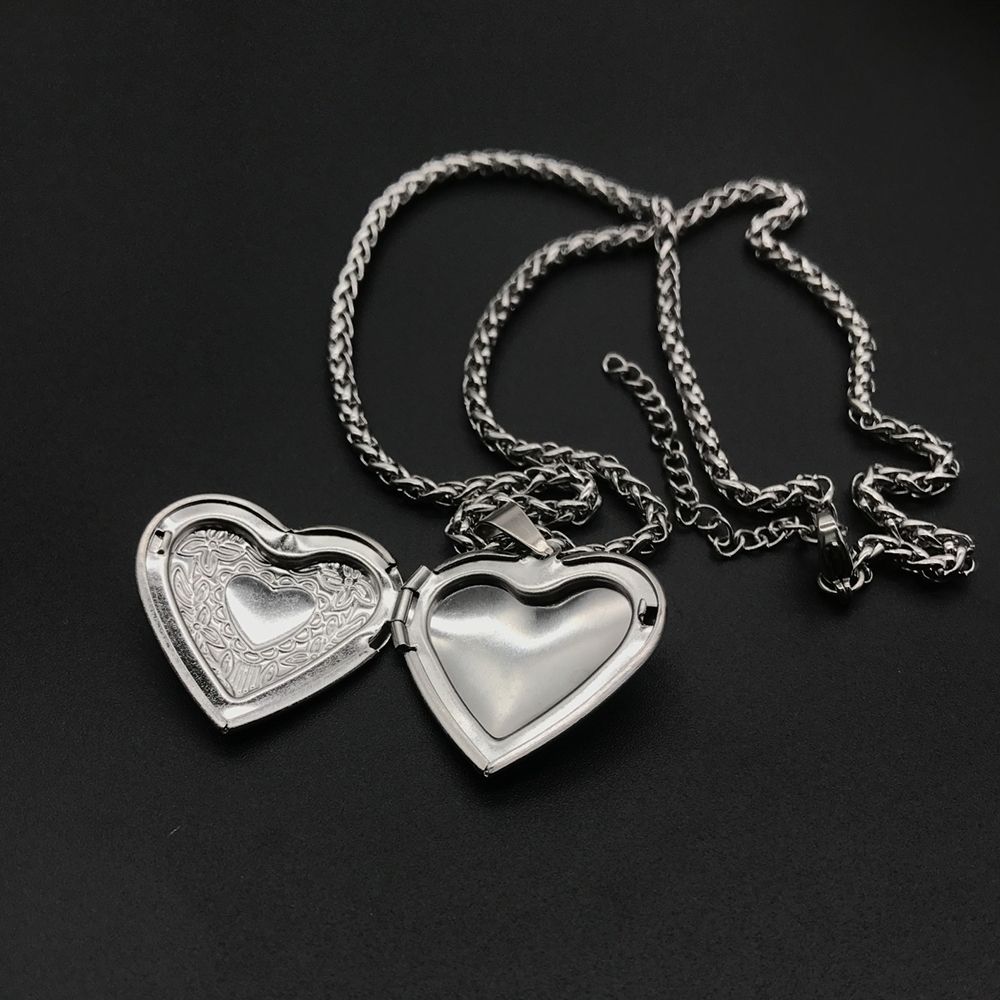 Men Women Lover Jewelry Friend Photo Picture Locket Heart Shaped Necklace Pendant