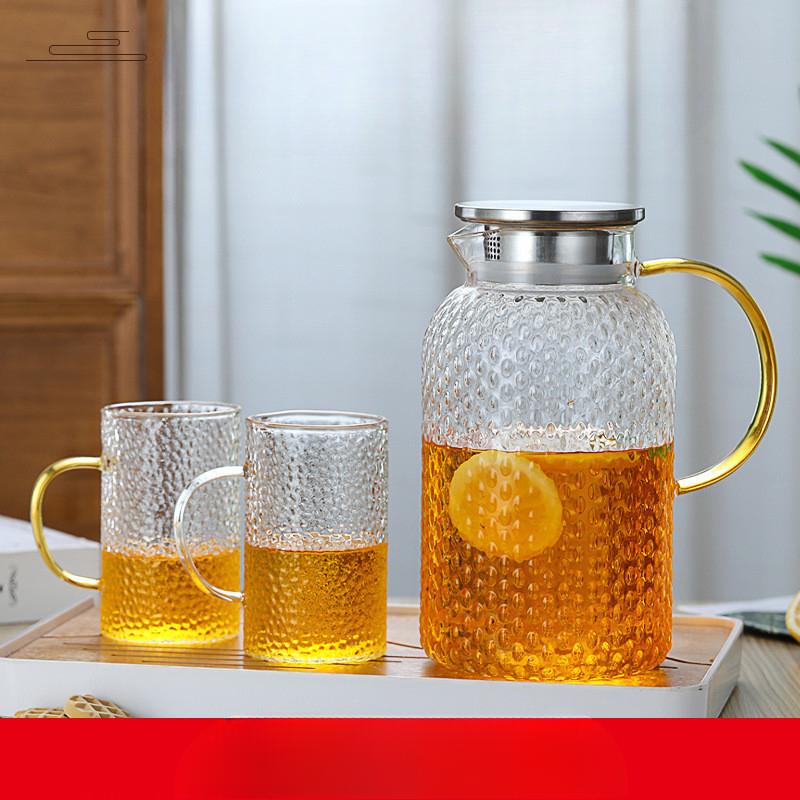 Стеклянный кувшин для холодной воды с рисунком рисового зерна из высокоборосиликатного стекла, летний кувшин для сока, большой емкости, набор кувшинов для холодной воды