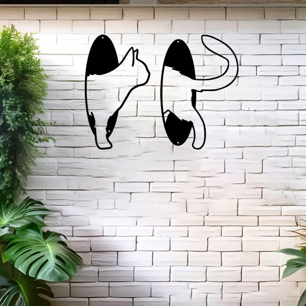 2Pcs/set Iron Art Cat Hanging Pendant Handmade Cat Wall Hanging Ornaments Office
