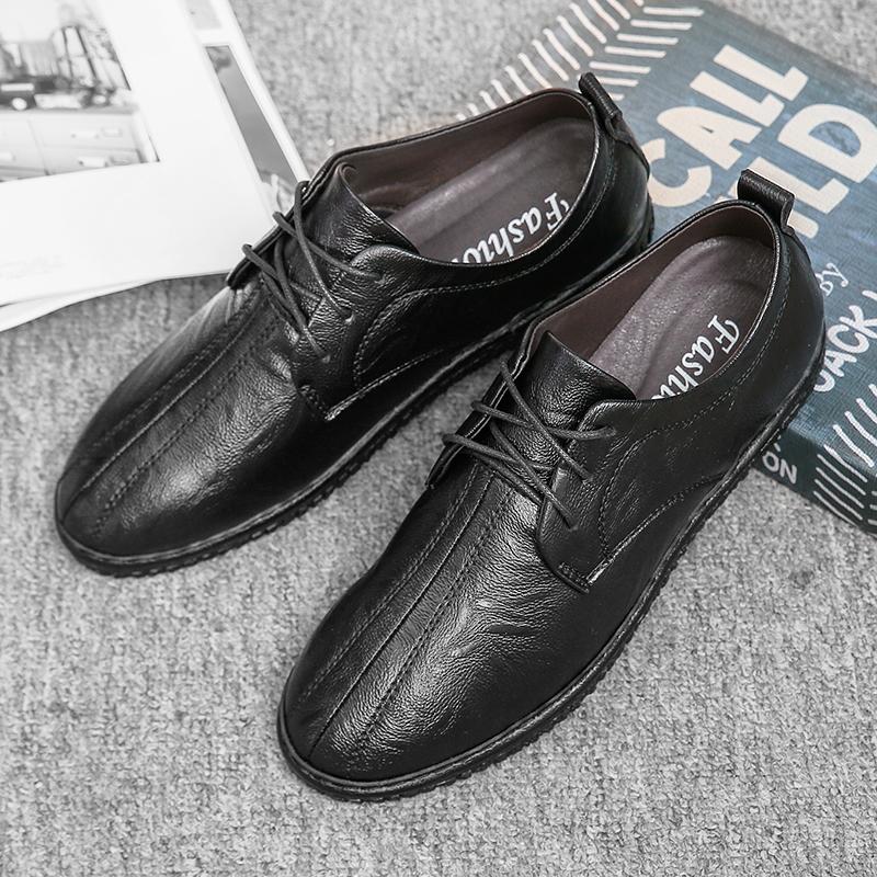 Spring Winter  Fashion Men Lace-up Leather Casual Shoes Trend Shoes Cool Loafers Flats Soft Lightweight Driving Shoes Comfy