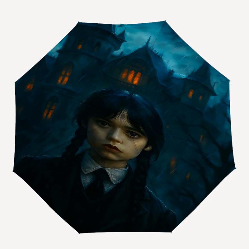 1pc haunted house spooky atmosphereOpen/Close Umbrella-Windproof, Compact Travel Umbrella, Sturdy 8-Rib Shaft, Outdoor Accessory1206