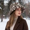 Женская зимняя теплая плюшевая панама с леопардовым принтом, повседневная модная, защита от холода