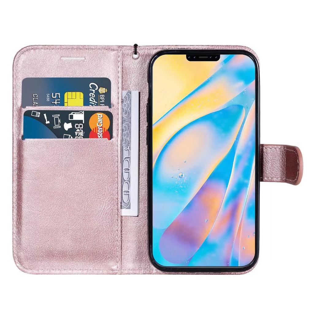 Suitable for iPhone14 mobile phone case, Honor x7B solid color leather pattern card wallet holder protective case, one plus 12.