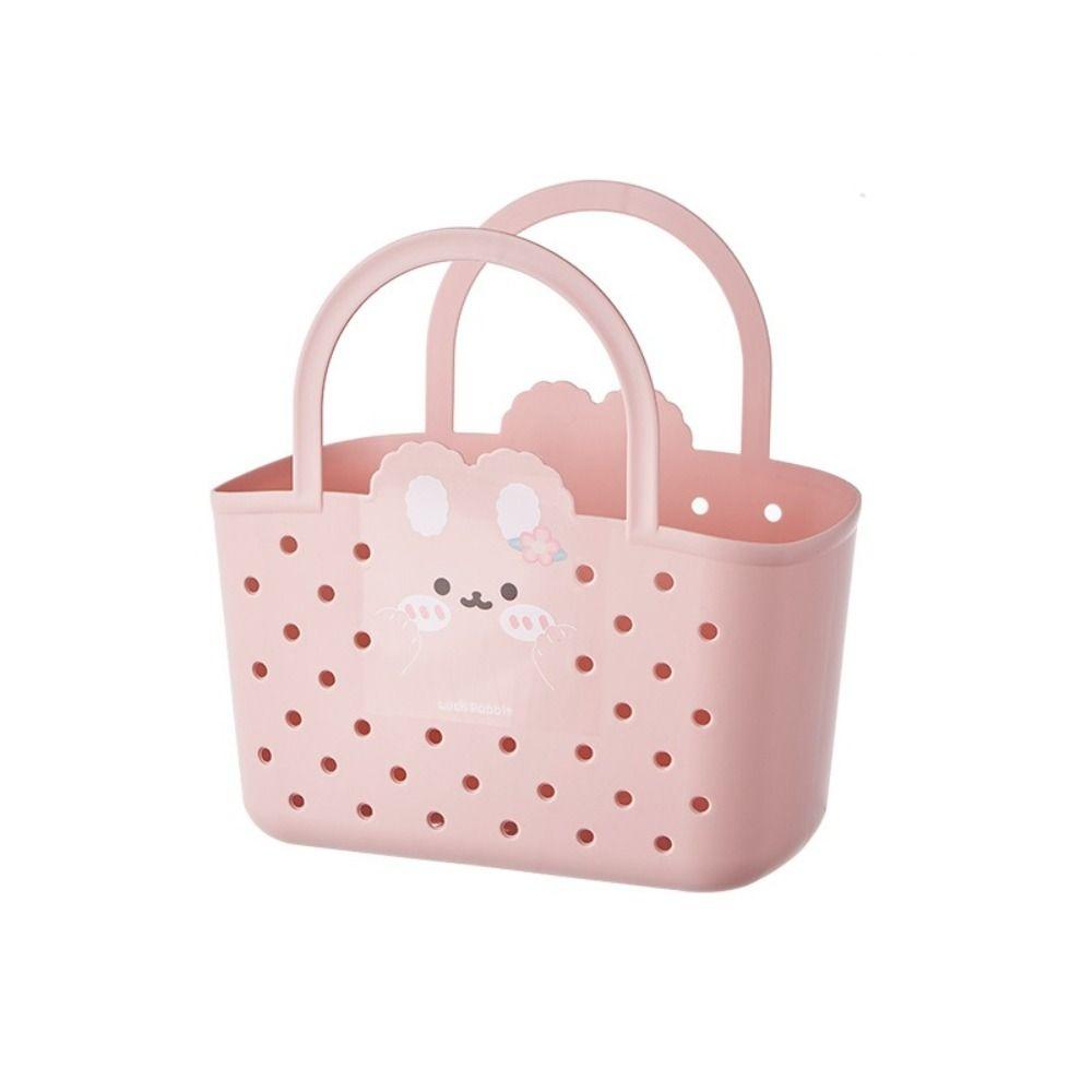 Soft Material Storage Basket Drainable Design Handheld Basket Bath Basket Dormitory Living