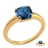 Gold Plated Ring 'Unique' Golden Sapphire Blue - 8x8 Mm